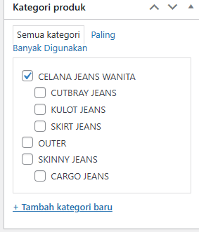 cara pilih kategori produk