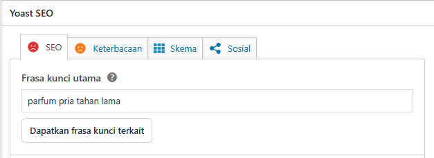 masukkan kata kunci SEO di yoast SEO
